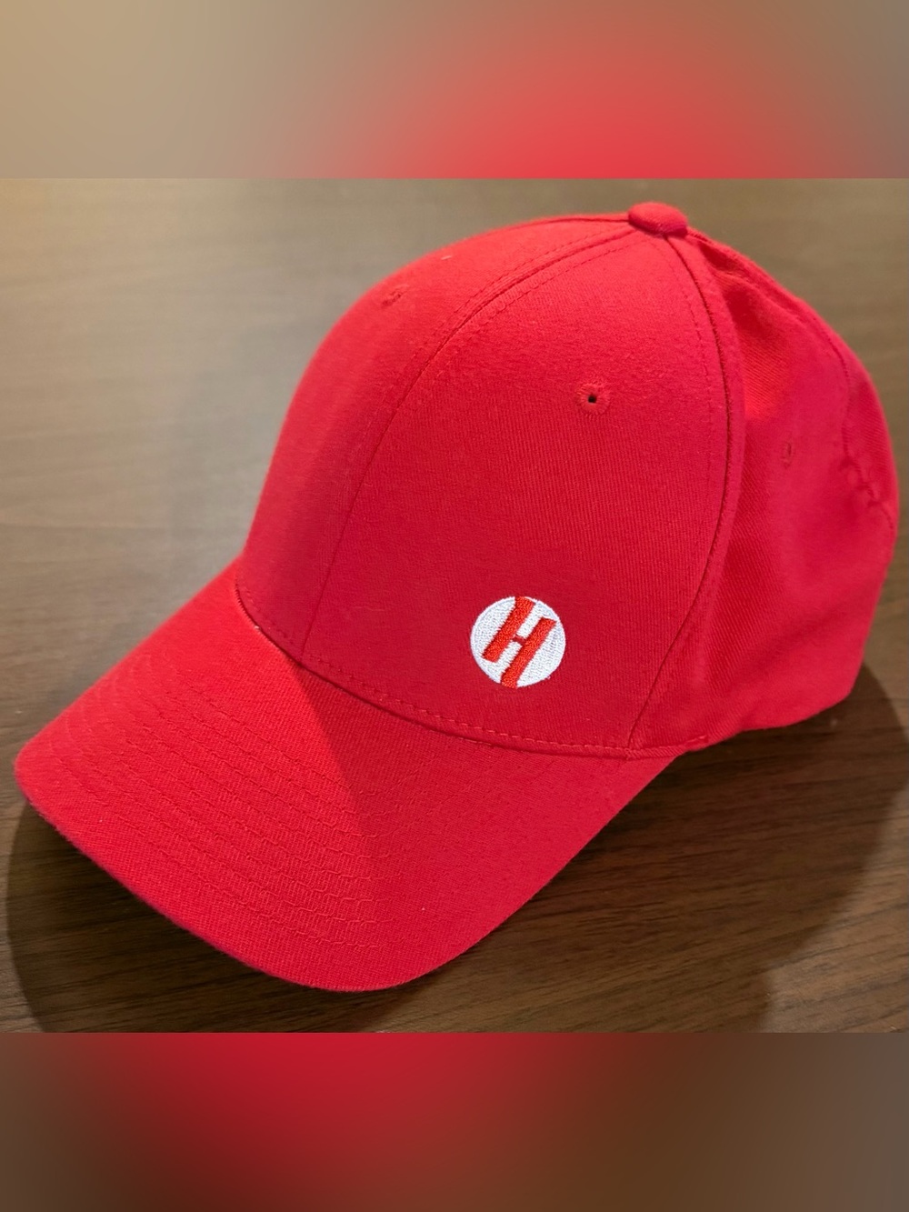 Heavenly Red Flexfit Fitted Baseball Cap, Embroidered H Logo, Size L-XL